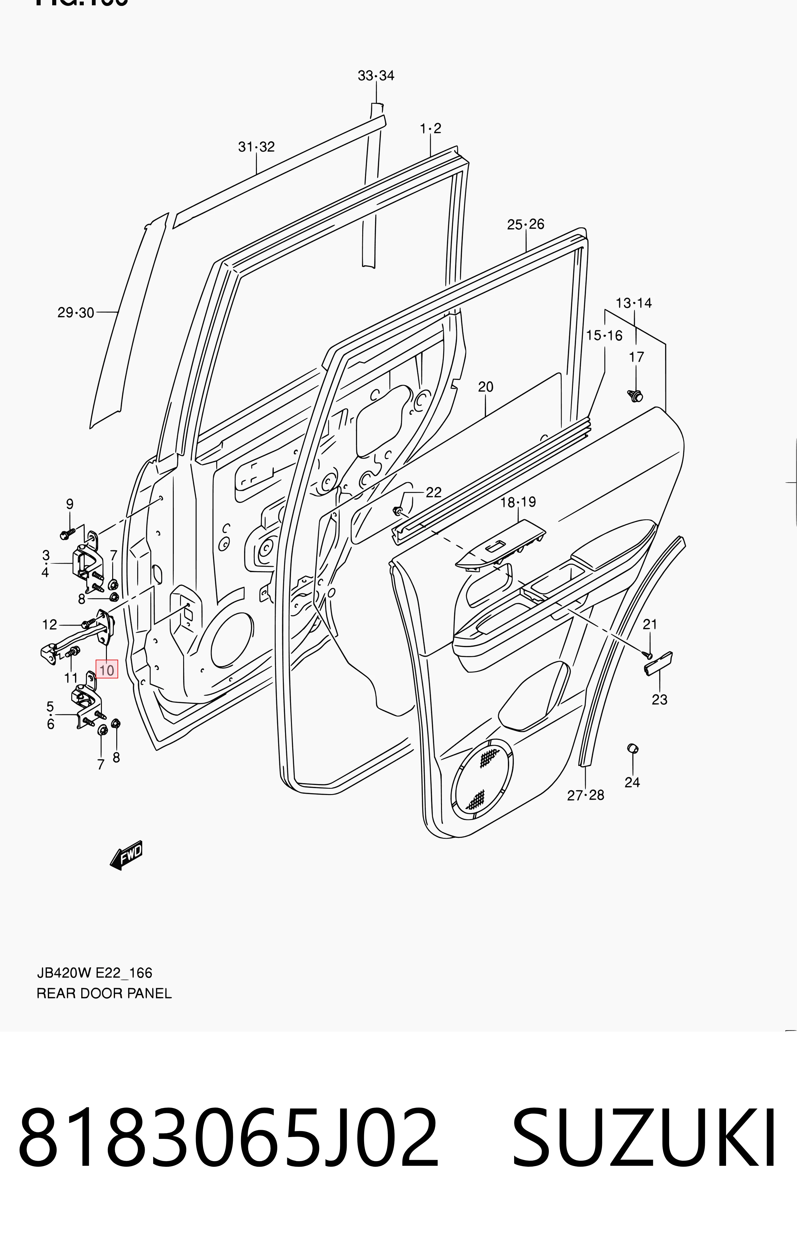 8183065J02 Suzuki Ограничитель двери, задний