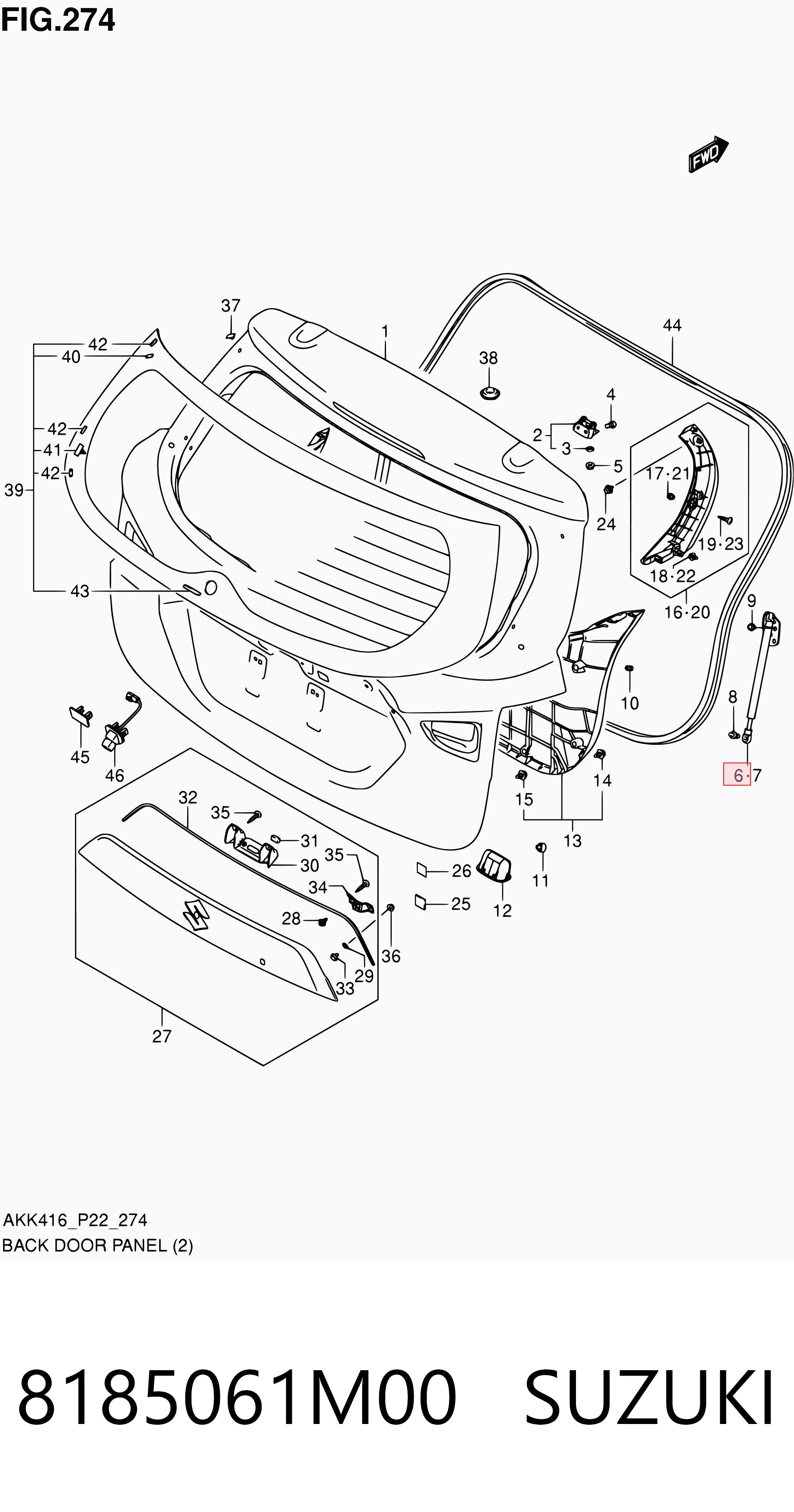 8185061M00 Suzuki Амортизатор крышки багажника
