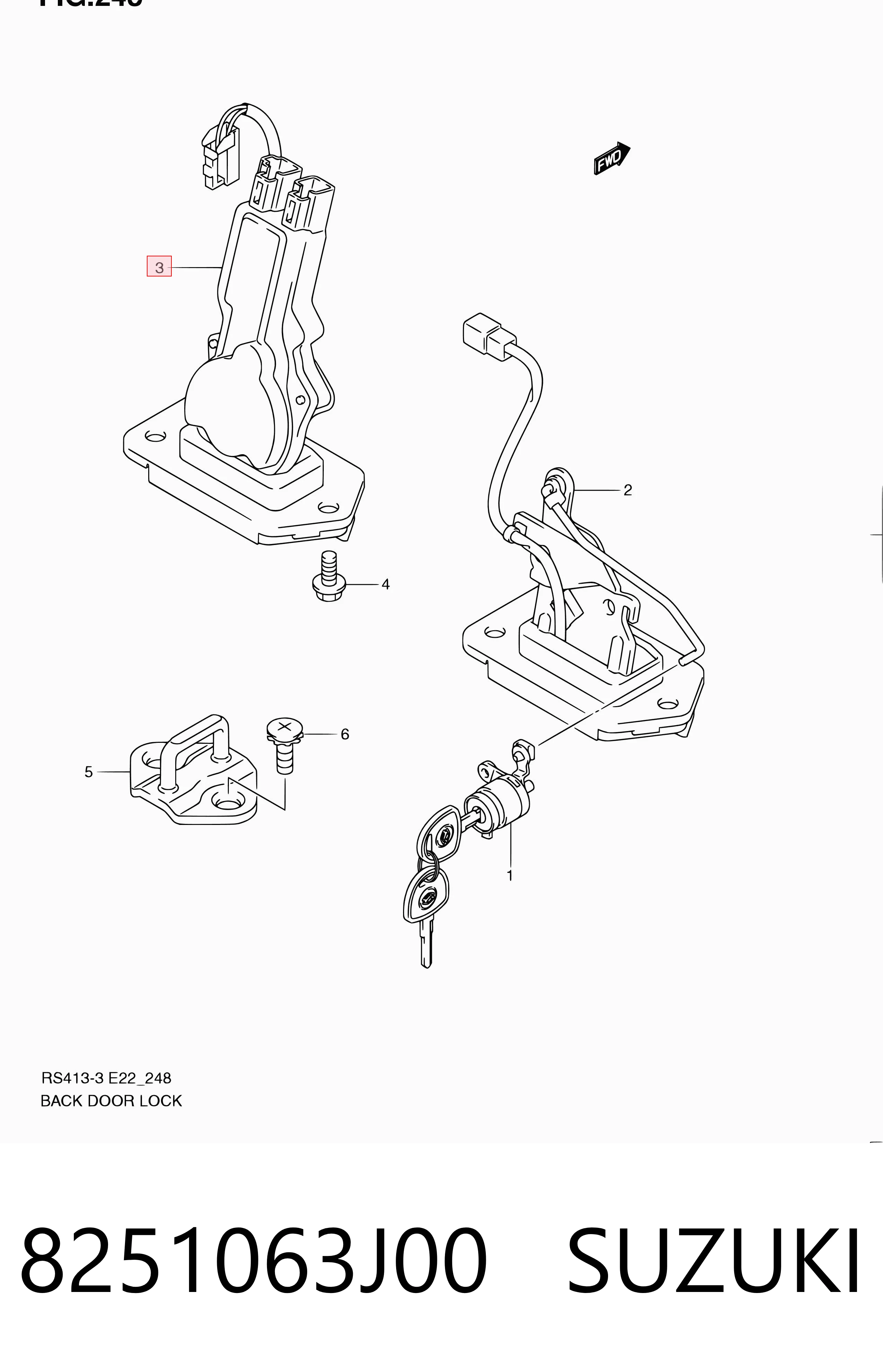 8251063J00 Suzuki Замок пятой двери