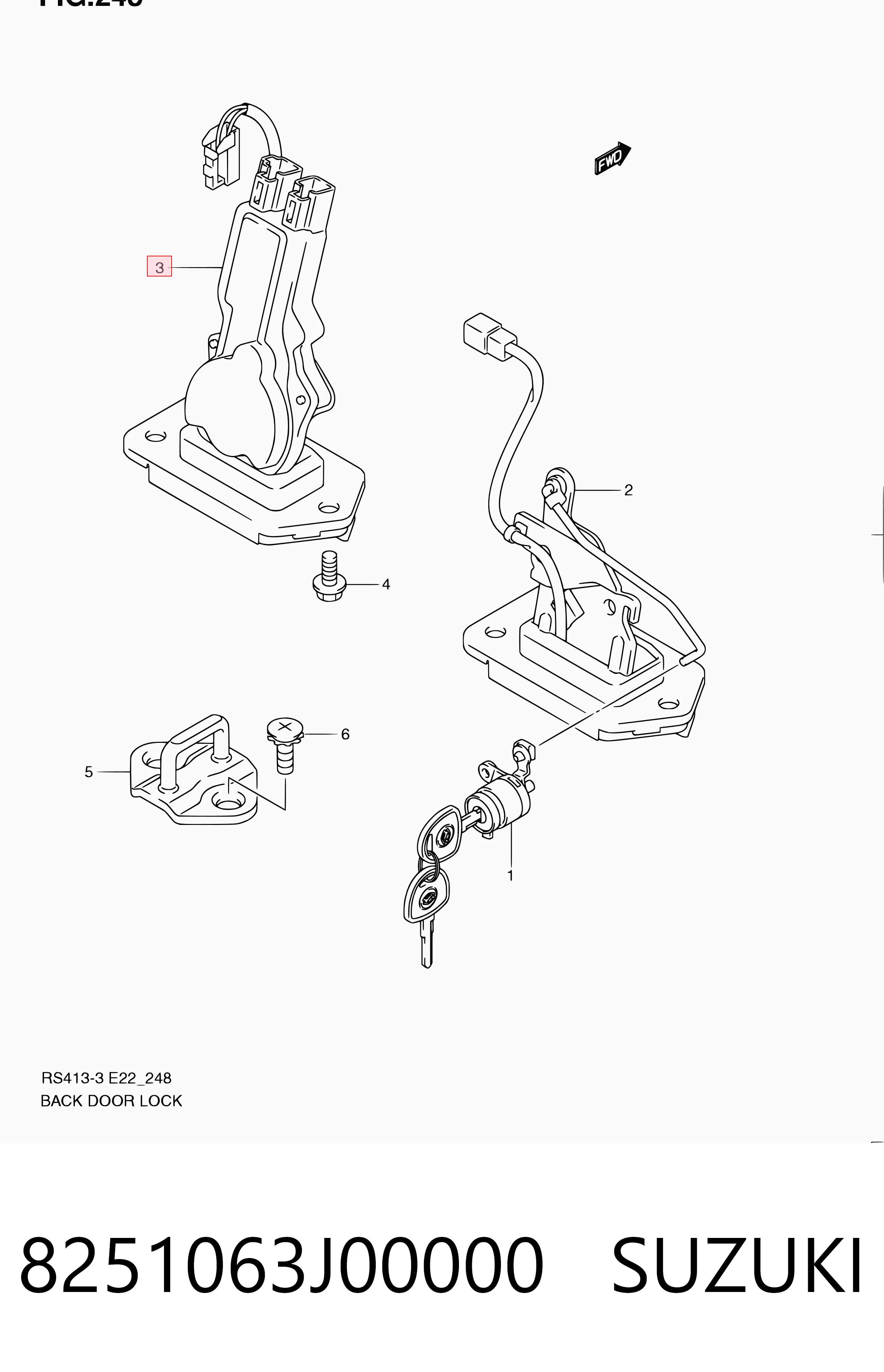 8251063J00000 Suzuki Замок пятой двери