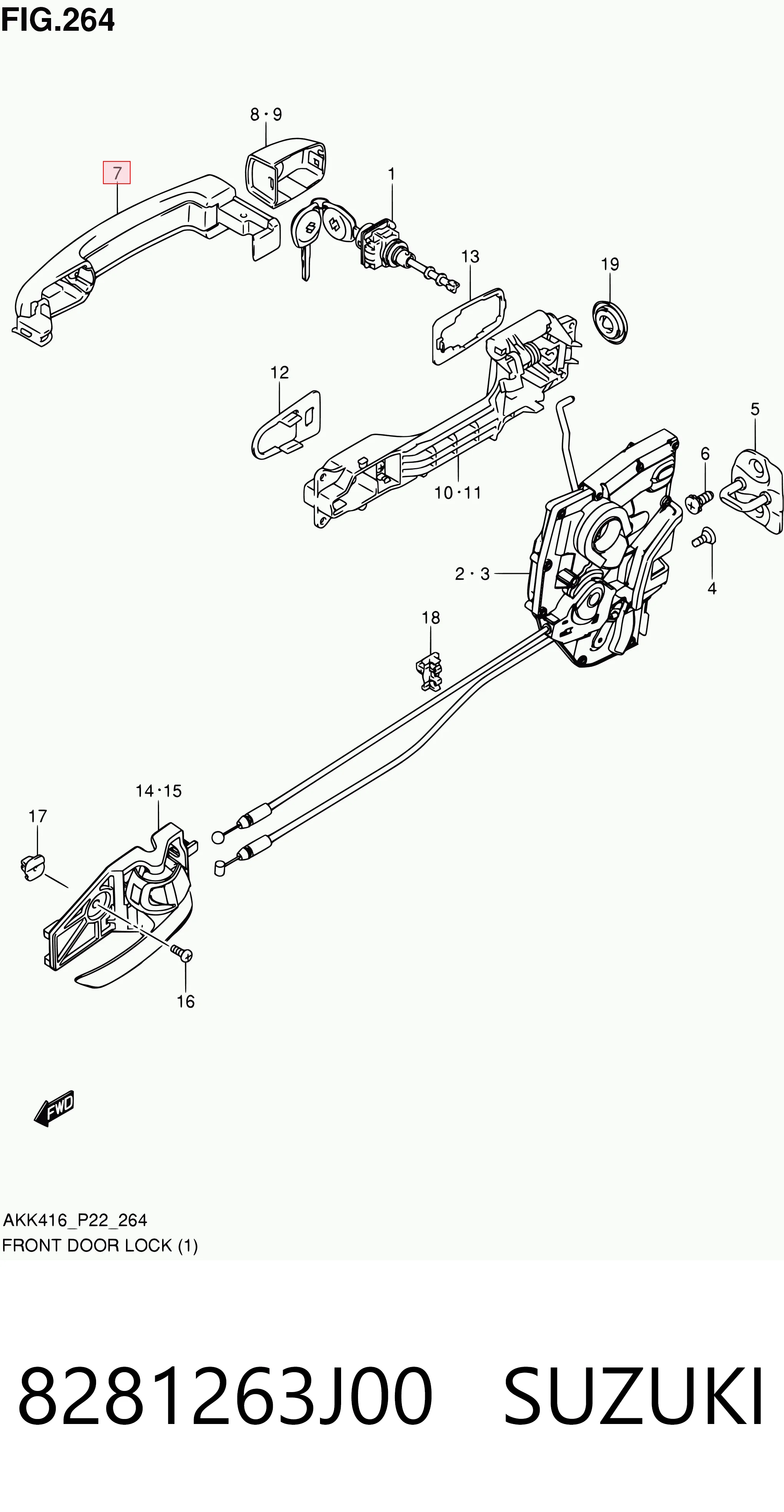 8281263J00 Suzuki Ручка передней двери, наружная