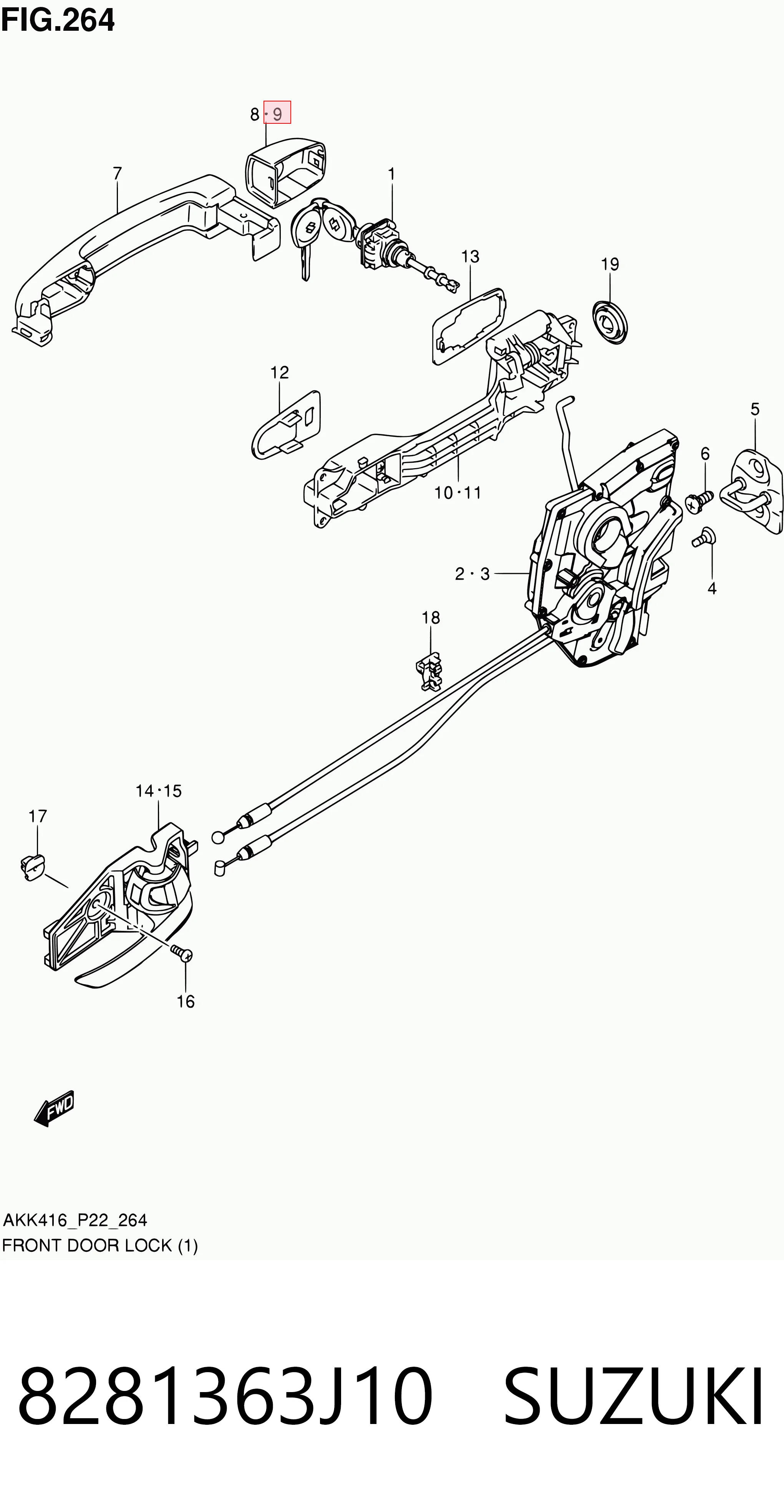 8281363J10 Suzuki Ручка передней двери наружная, правая