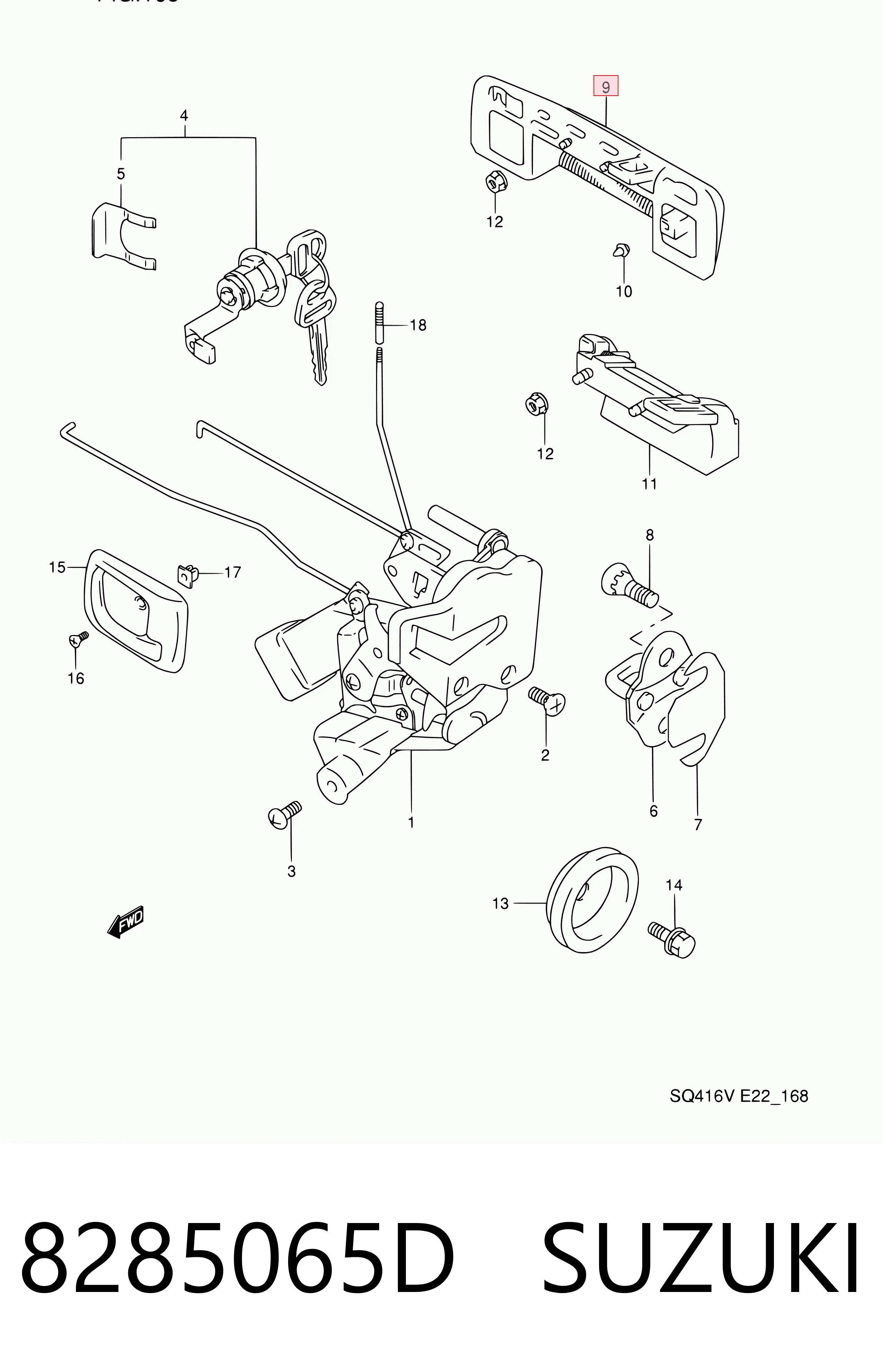 8285065D Suzuki Ручка крышки багажника/3-й/(5-й) двери, наружная