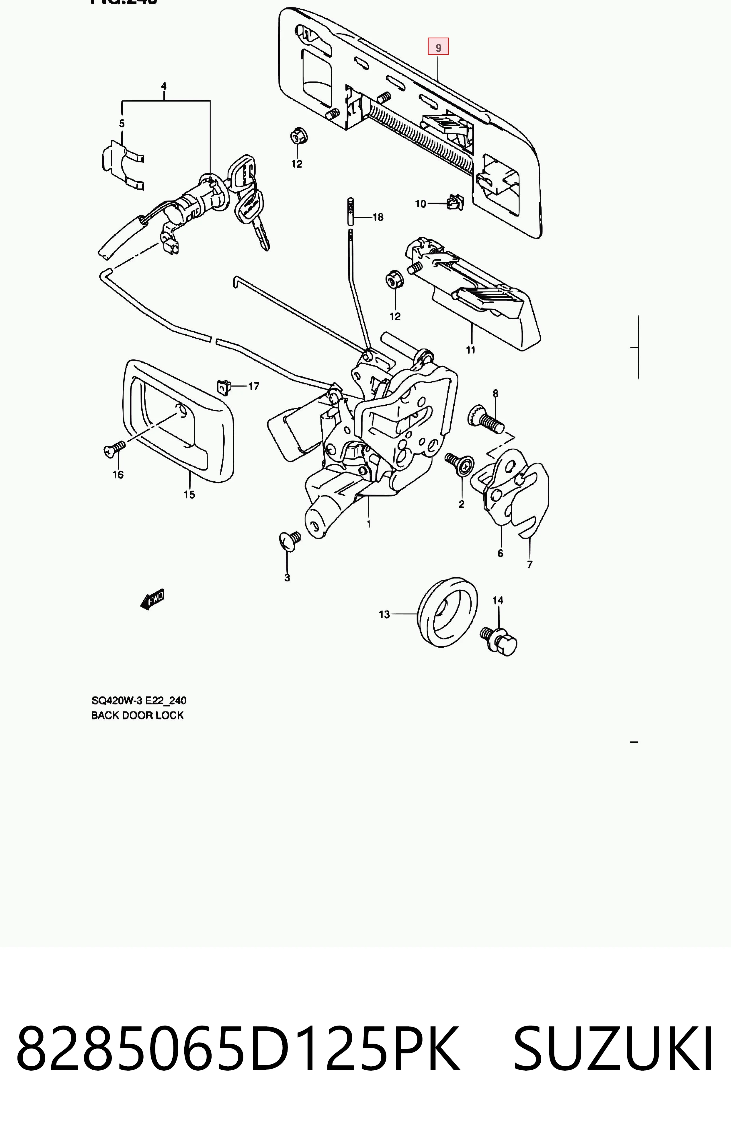 8285065D125PK Suzuki Ручка двери багажника, наружная