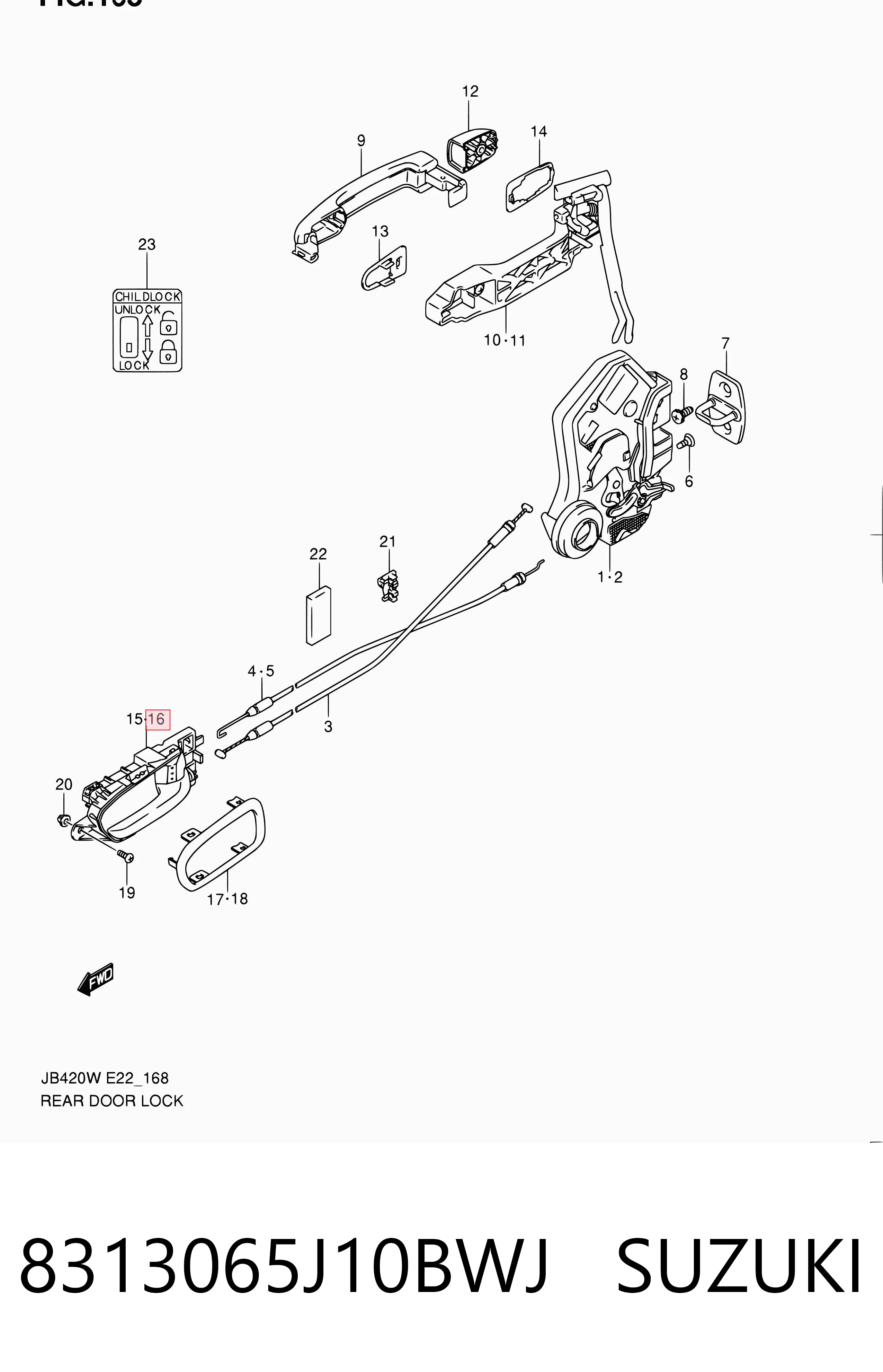 8313065J10BWJ Suzuki Ручка двери левой внутренняя передняя/задняя