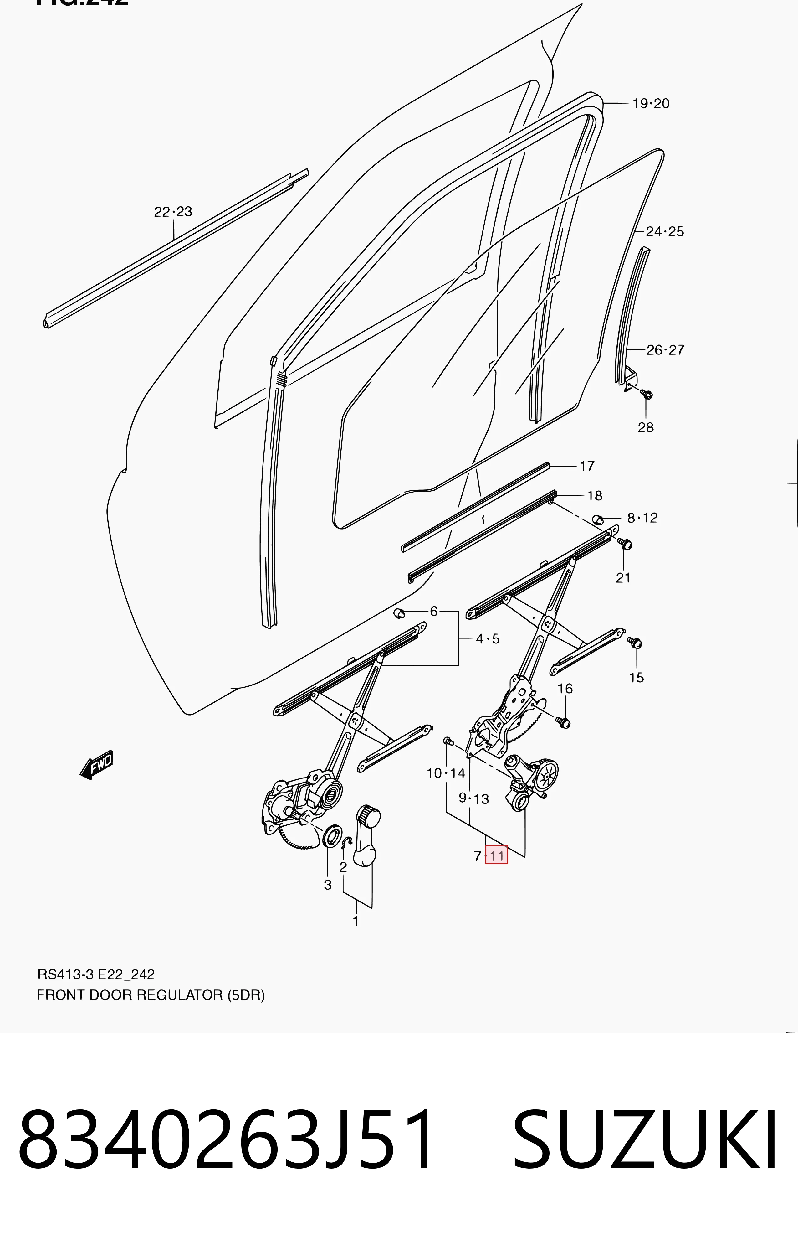 8340263J51 Suzuki Механизм стеклоподъемника передней левой двери
