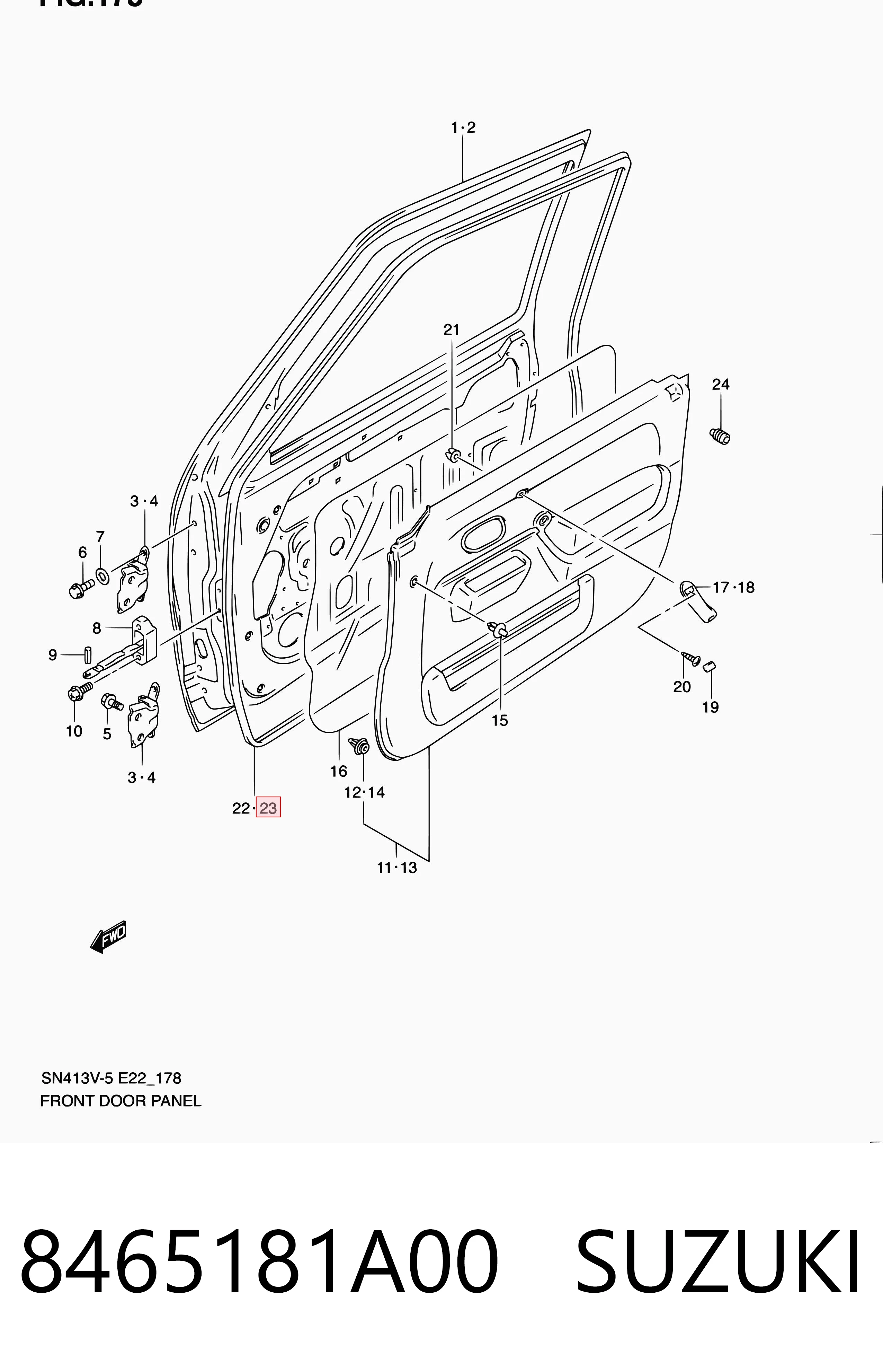 8465181A00 Suzuki Уплотнитель двери передней левой (на двери)