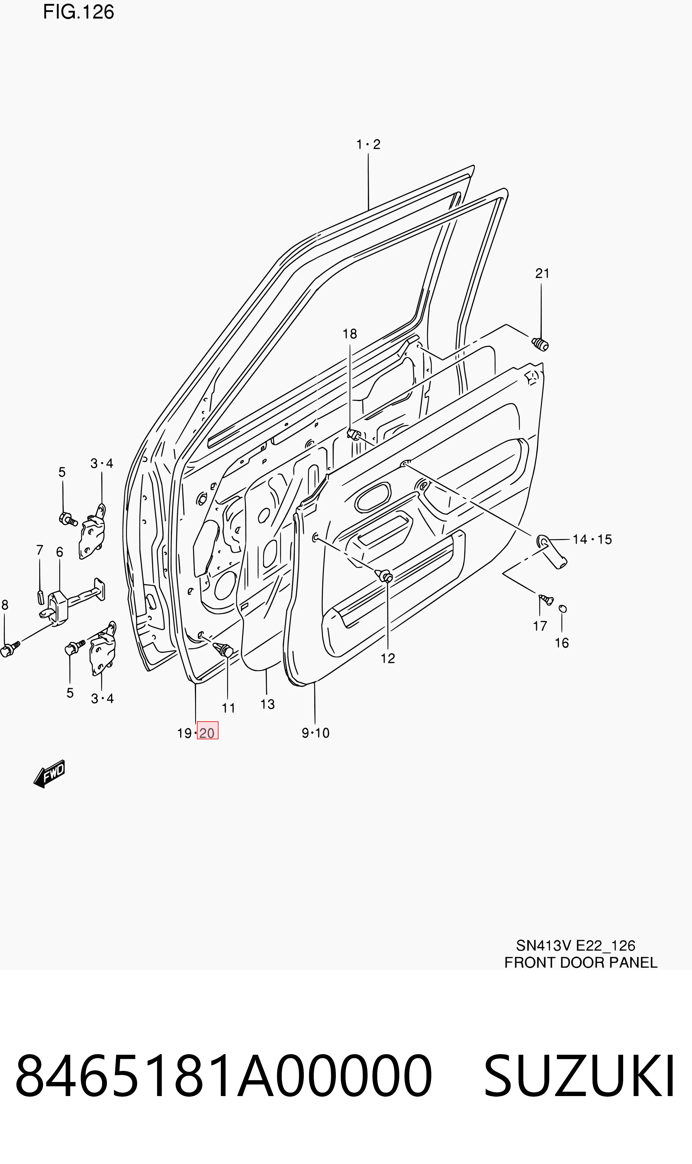 8465181A00000 Suzuki Уплотнитель двери передней левой (на двери)