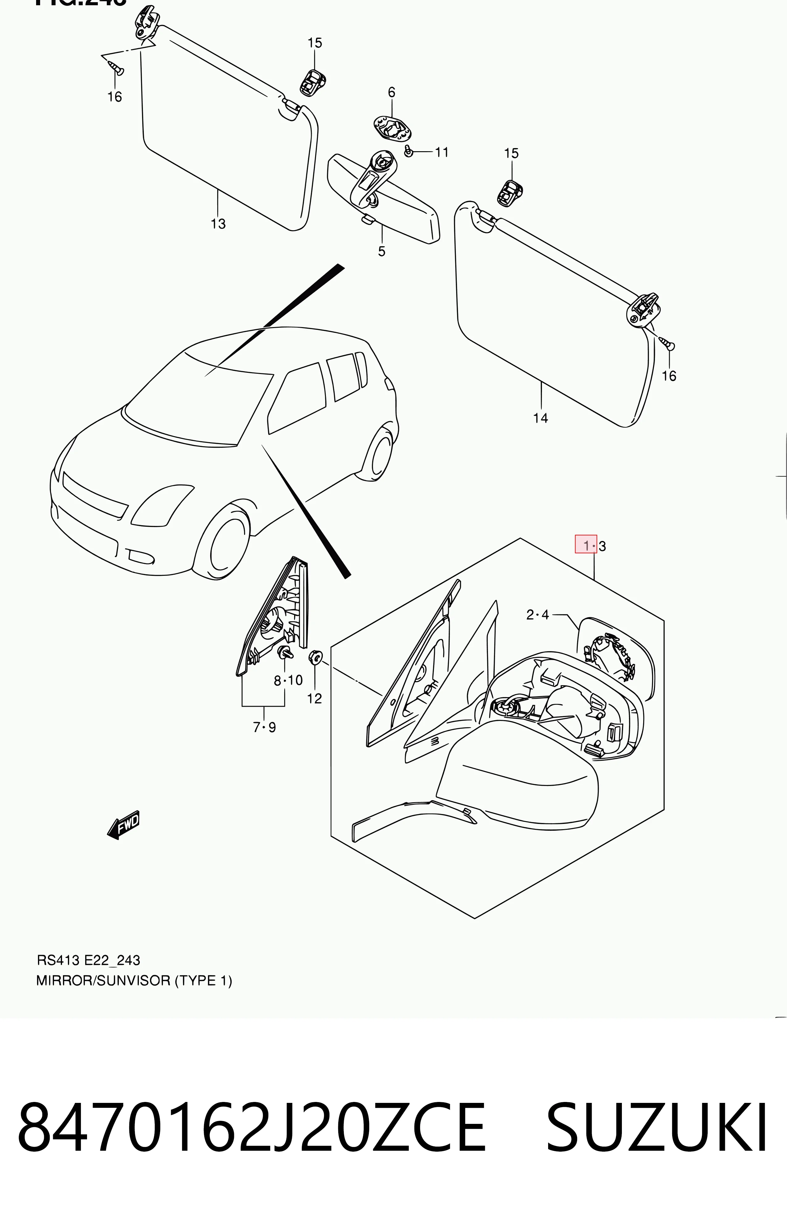 Наружное зеркало правое Suzuki Swift III хэтчбек (RS) (2005 - 2011) цена, от 42.22 USD