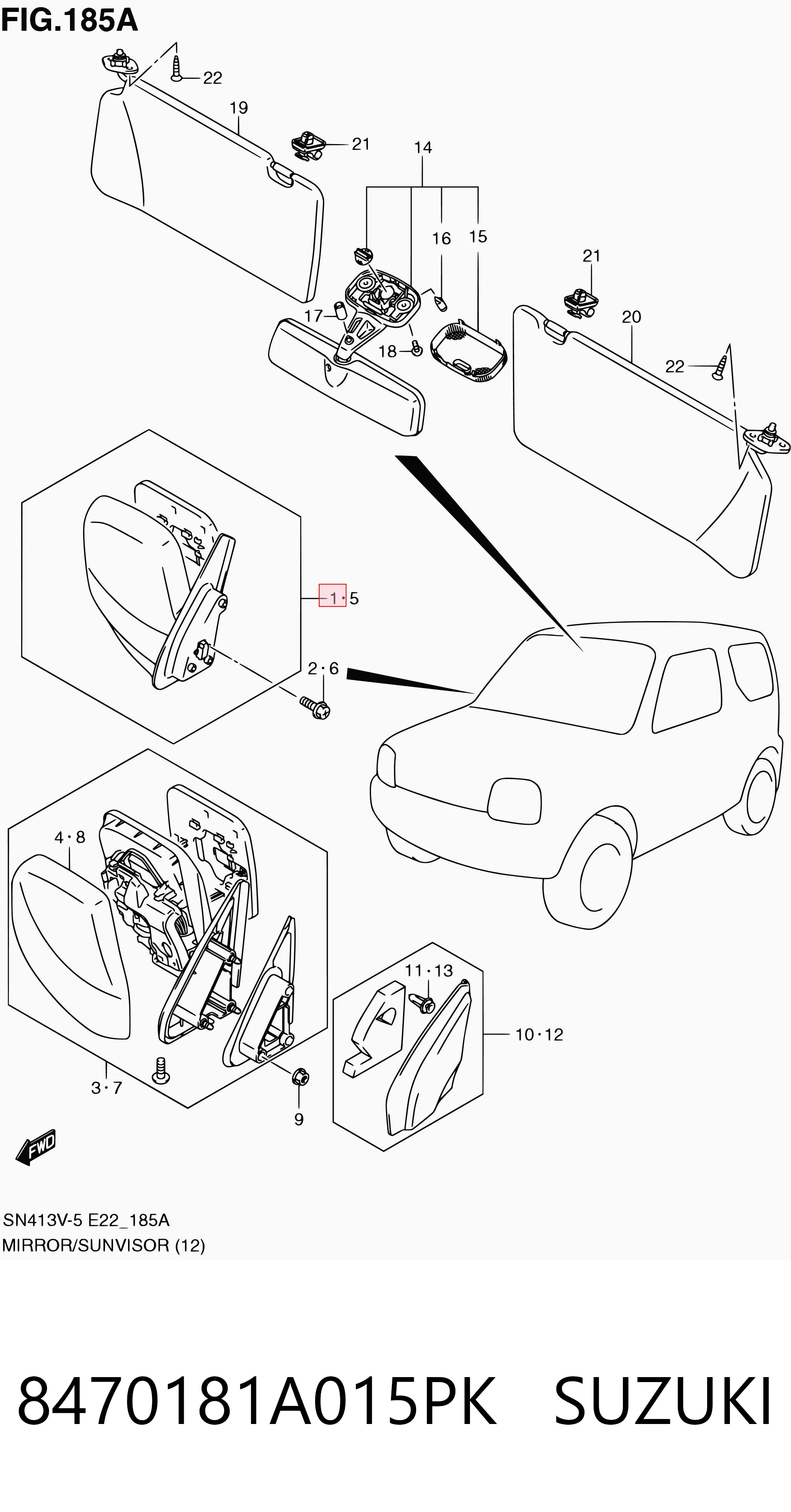 8470181A015PK Suzuki Зеркало заднего вида правое