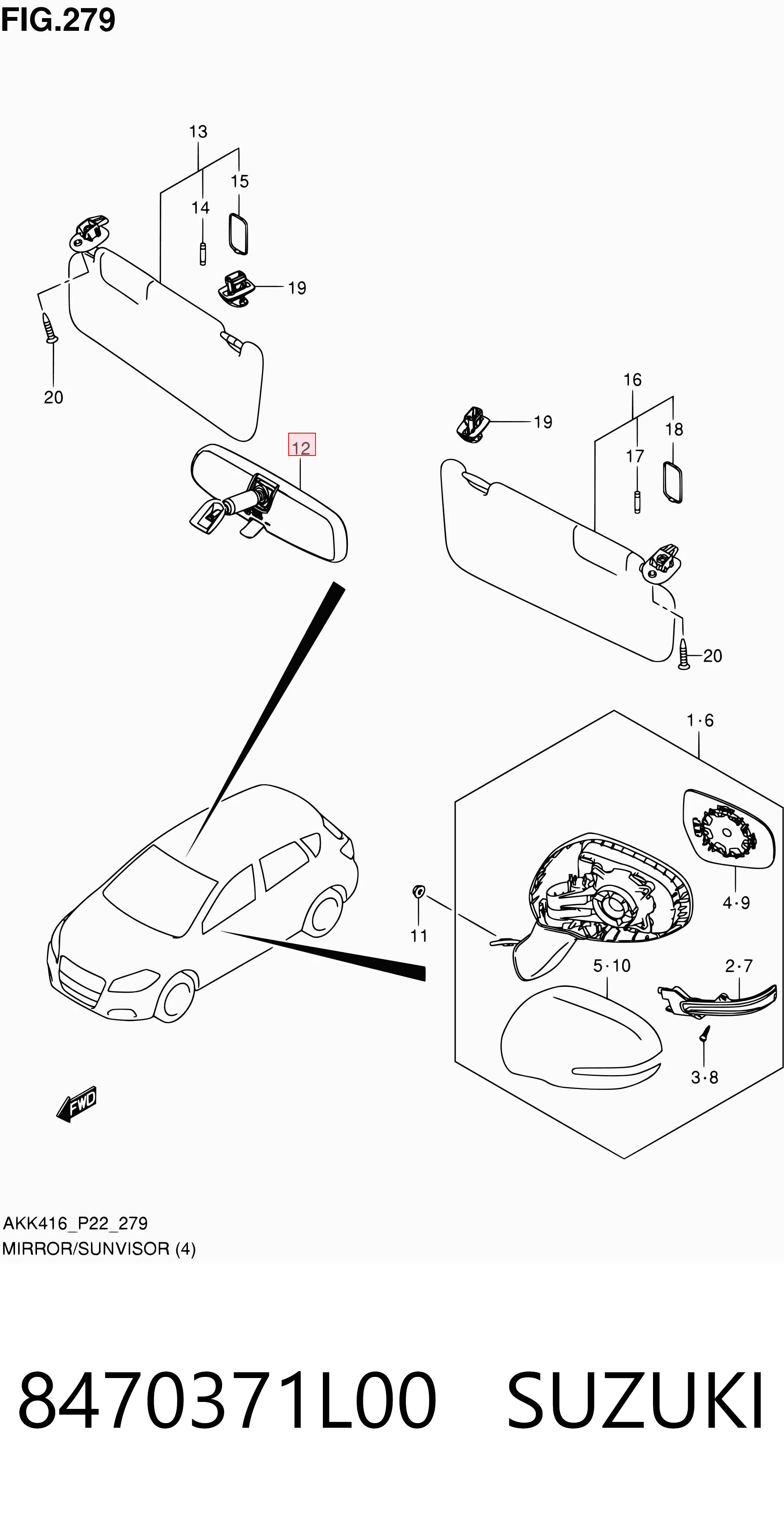 Зеркало заднего вида в салоне на Suzuki Vitara  LY