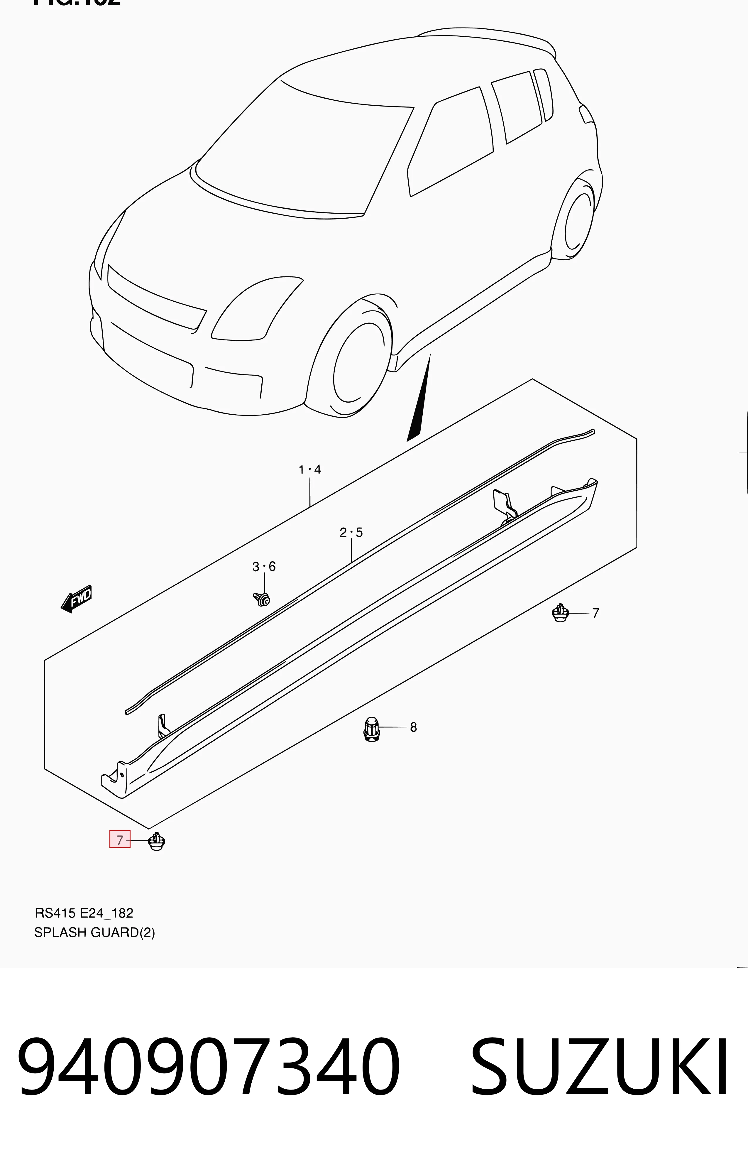 940907340 Suzuki Клип крепления подкрылка переднего крыла