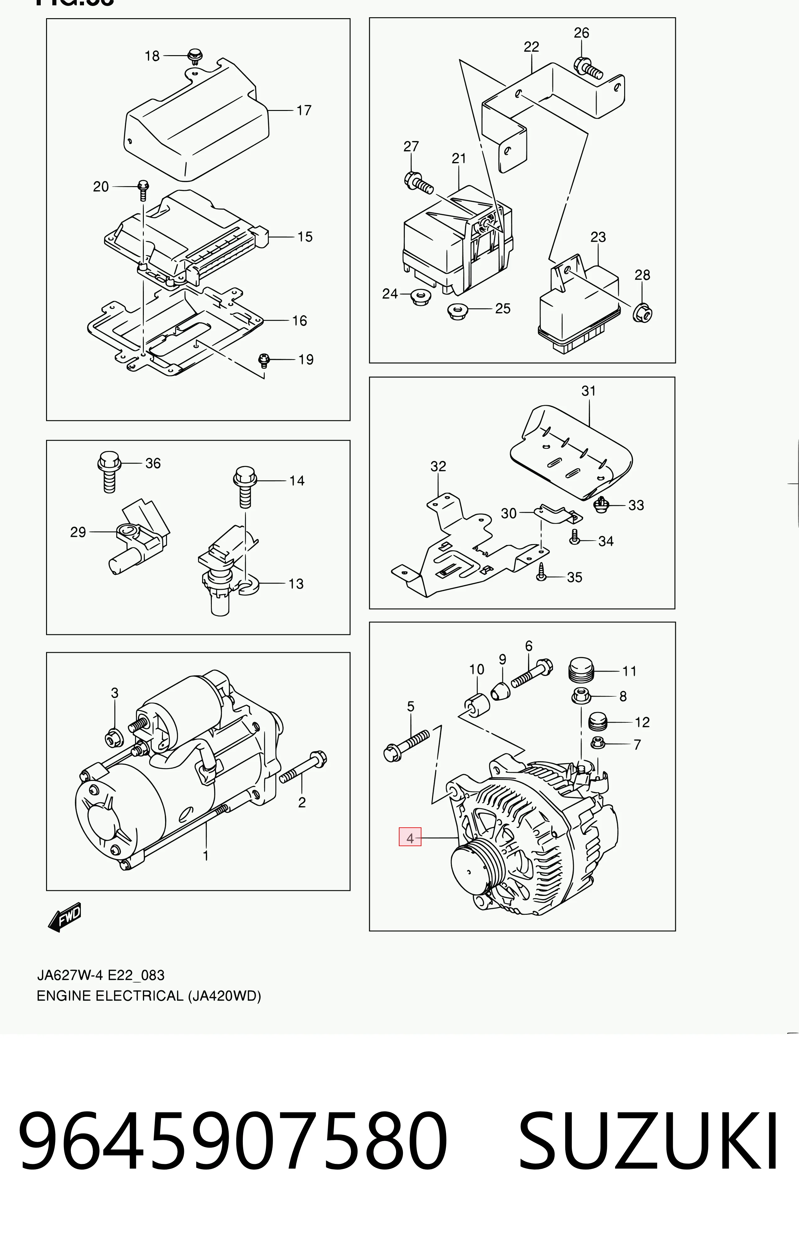 9645907580 Suzuki Генератор автомобильный