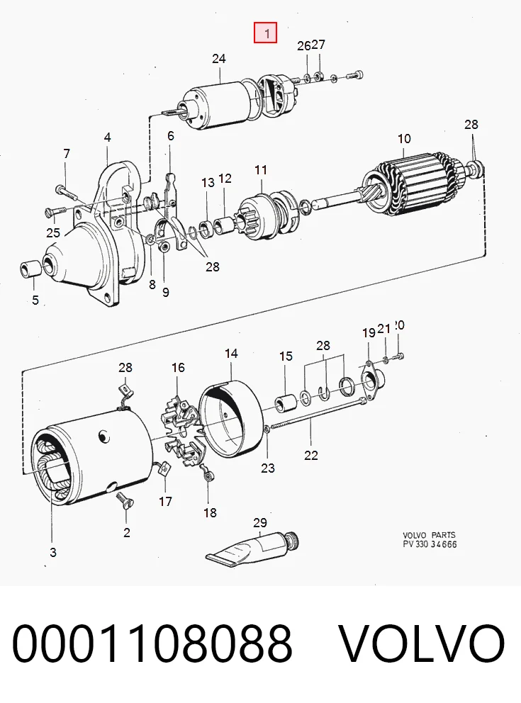 0001108088 Volvo Стартер автомобиля