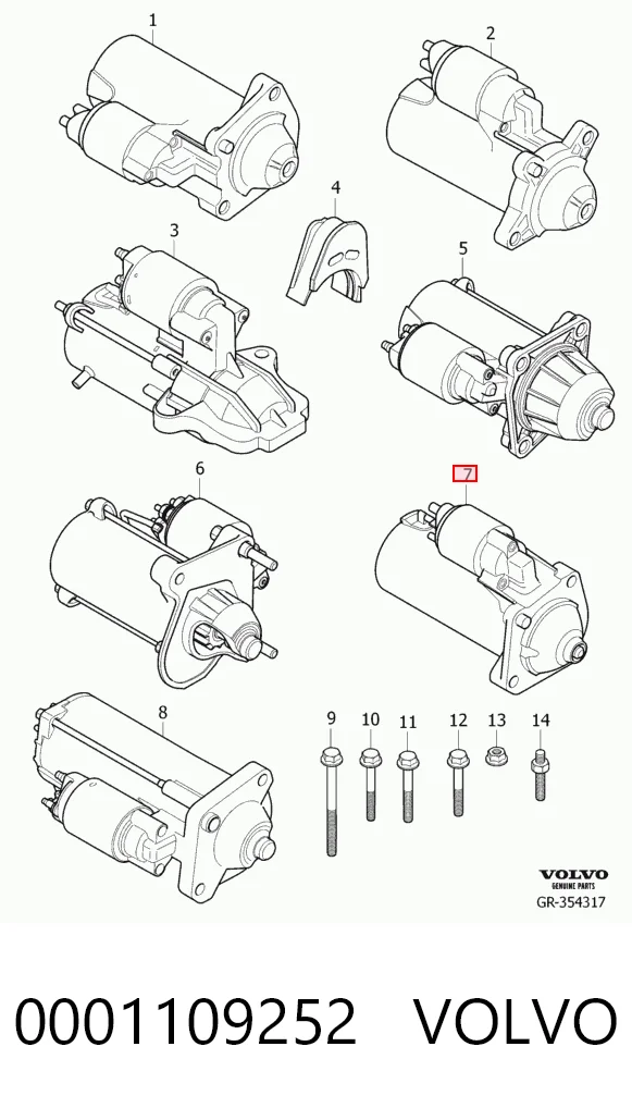 0001109252 Volvo Стартер автомобиля