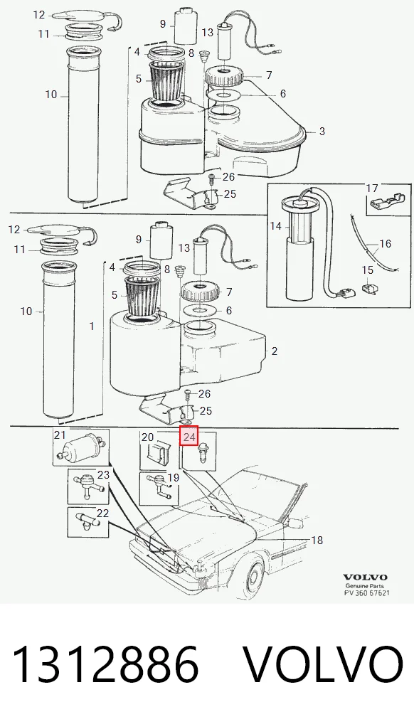 Веерная форсунка омывателя на Volvo 340/360  343, 345