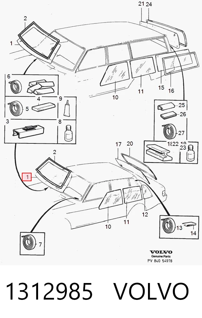 Стекло лобовое Volvo 240 седан (P242, P244) (1974 - 1993) цена, от 186.83 USD