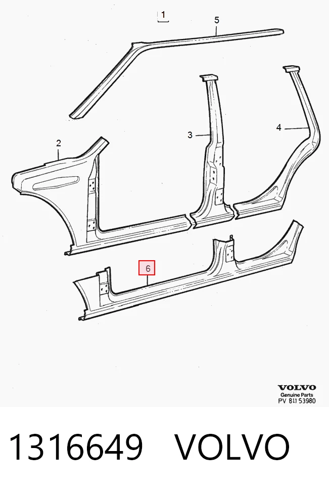 Порог наружний правый на Volvo 740  744