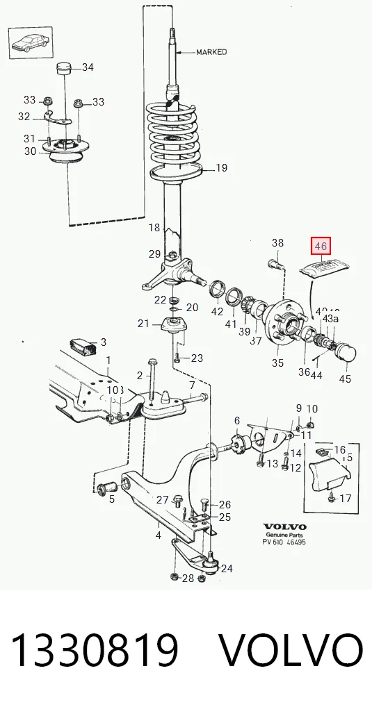 Палец шаровой нижний на Volvo 240  P242, P244