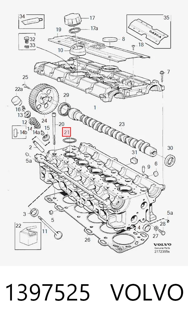 1397525 Volvo Прокладка клапанной крышки двигателя, кольцо