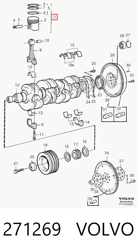  Поршень на 1 цилиндр Volvo 740 