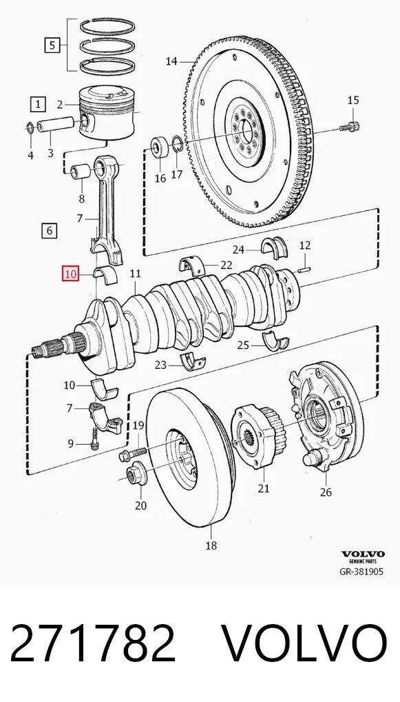 Вкладыши коленвала шатунные комплект 2-й ремонт на Volvo S80 I TS, TH, KV