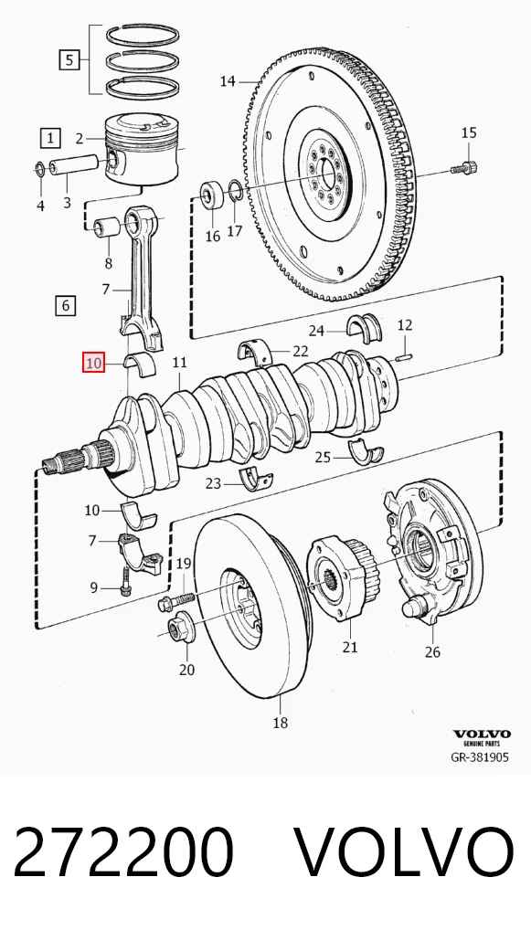 Вкладыши коленвала шатунные комплект 1-й ремонт на Volvo S80 I TS, TH, KV