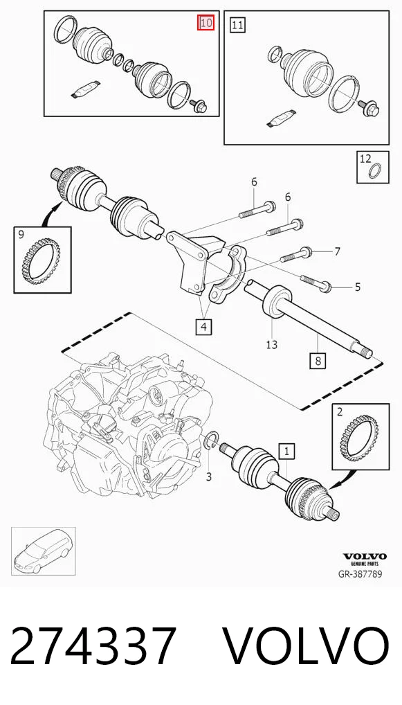 274337 Volvo Пыльник ШРУСа передней полуоси внутренний
