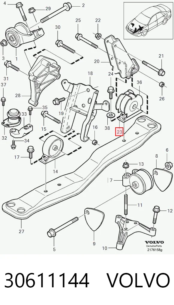 30611144 Volvo Задняя подушка двигателя