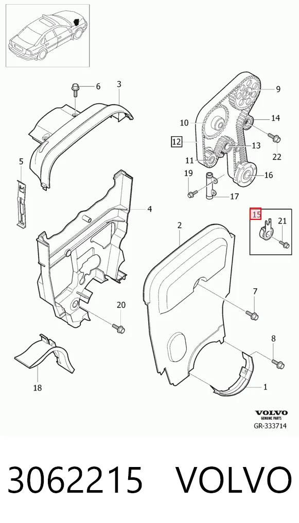 Натяжной ролик ремня ГРМ Volvo S80 I седан (TS, TH, KV) (1998 - 2006) цена, от 30.53 USD