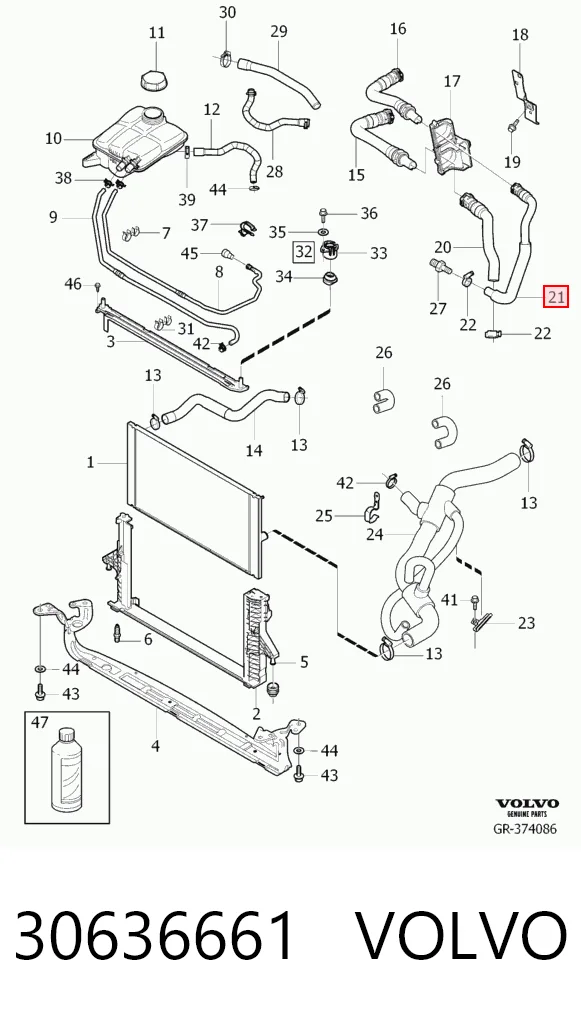 30636661 Volvo Шланг радиатора печки