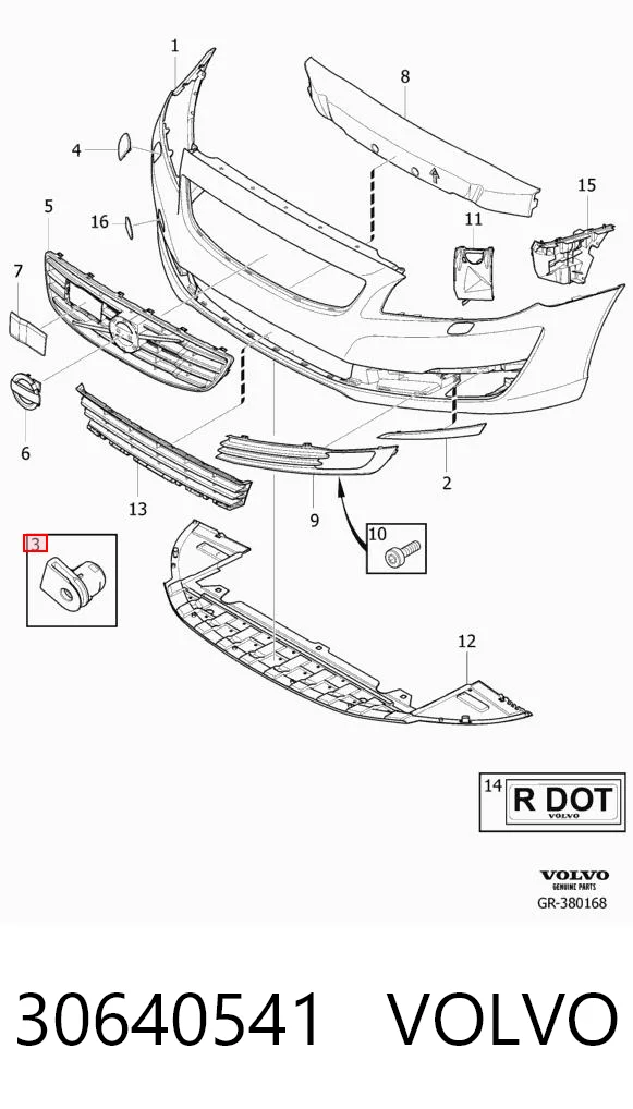 30640541 Volvo Крепление переднего бампера