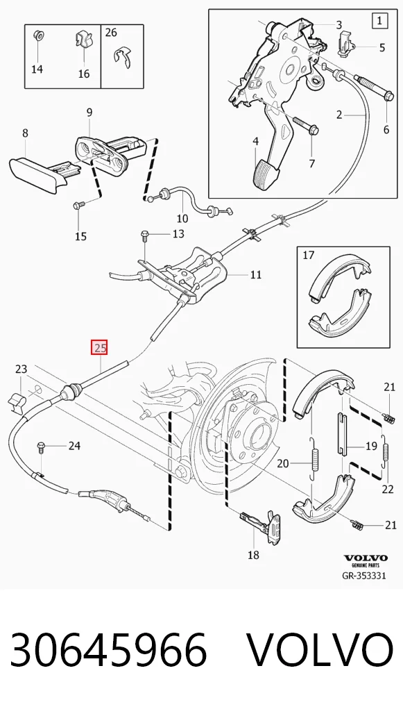 30645966 Volvo Трос ручного тормоза
