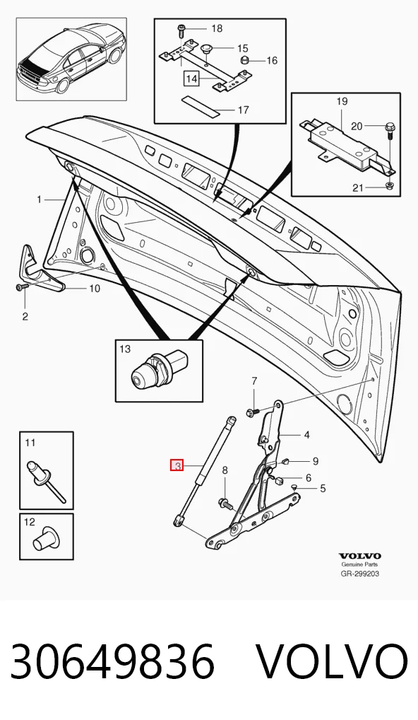 30649836 Volvo Амортизатор крышки багажника
