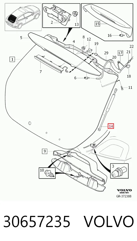 30657235 Volvo Амортизатор крышки багажника