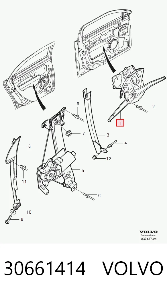 Механизм стеклоподъемника передней левой двери на Volvo XC70 CROSS COUNTRY SZ, LZ