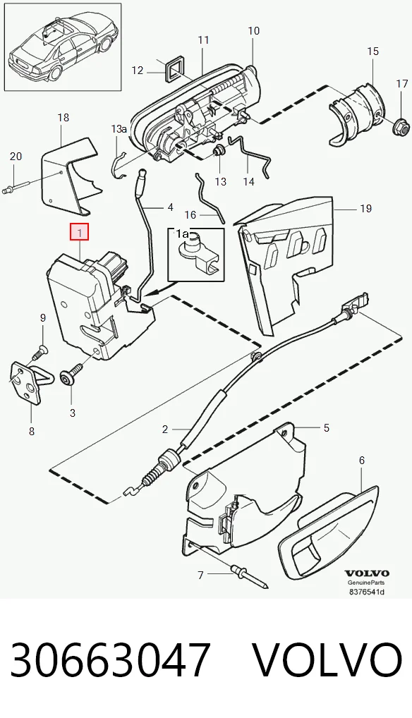 Внутренний дверной замок на Volvo S60 I RS, RH