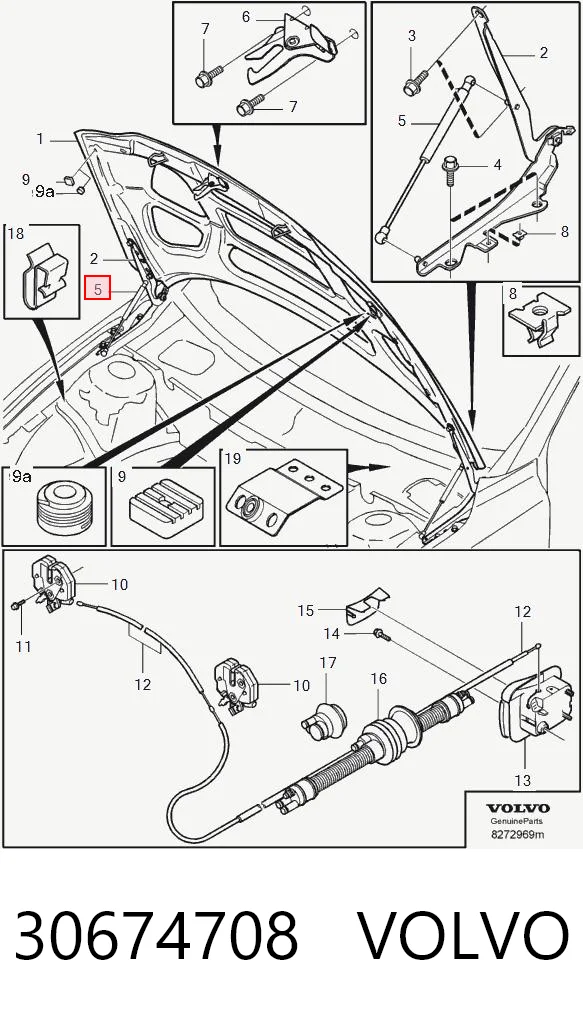 30674708 Volvo Стойка капота