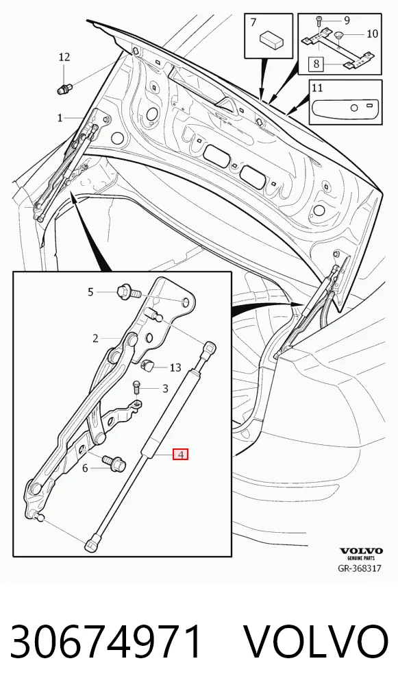 30674971 Volvo Амортизатор крышки багажника