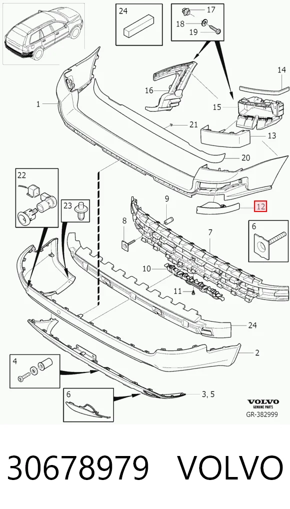 30678979 Volvo Правый катафот бампера