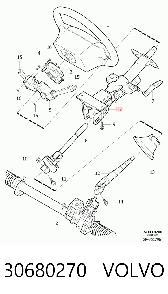 Рулевая колонка Volvo S60 I седан (RS, RH) (2000 - 2010) цена, от 33.90 USD