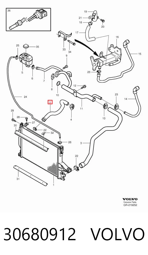 30680912 Volvo Шланг системы охлаждения