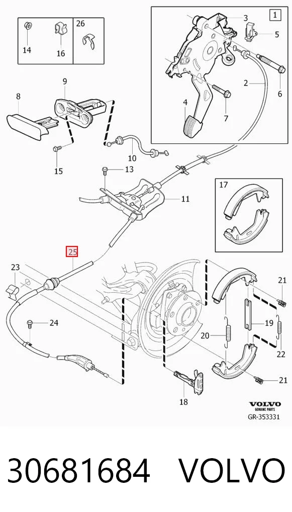 30681684 Volvo Трос ручного тормоза