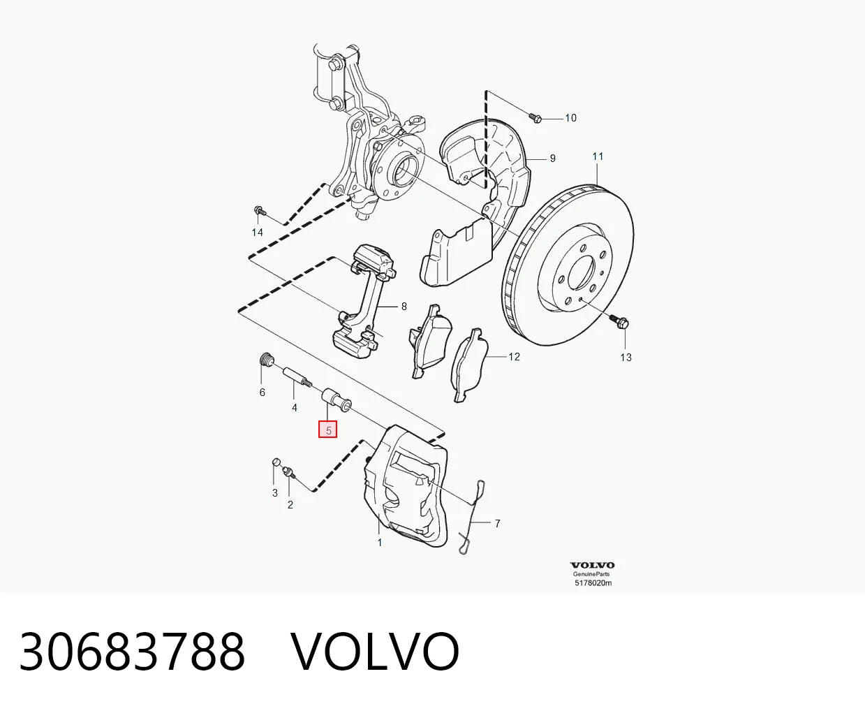 30683788 Volvo Ремкомплект суппорта тормозного, переднего