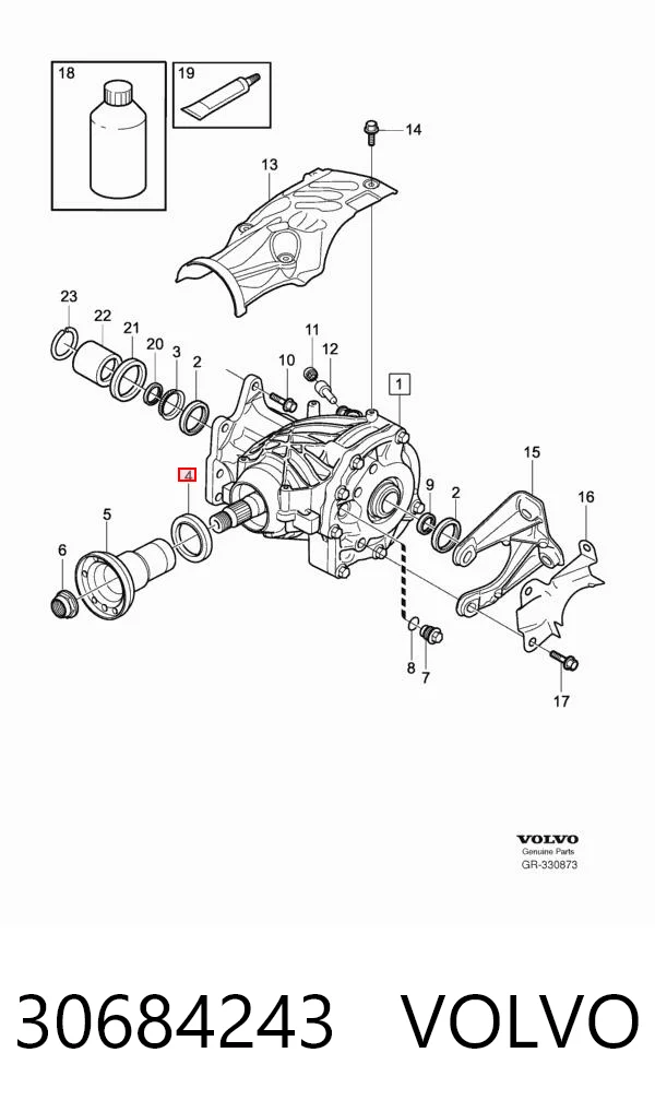 30684243 Volvo Сальник хвостовика редуктора переднего моста