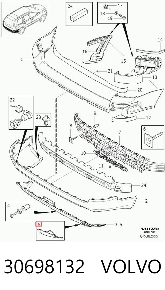 30698132 Volvo Заглушка бампера буксировочного крюка задняя