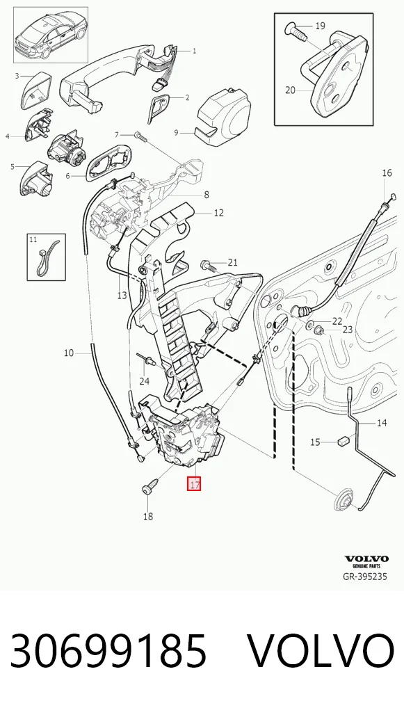 Замок двери водителя на Volvo XC70 II BZ