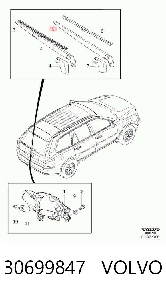 30699847 Volvo Рычаг-поводок дворника заднего стекла