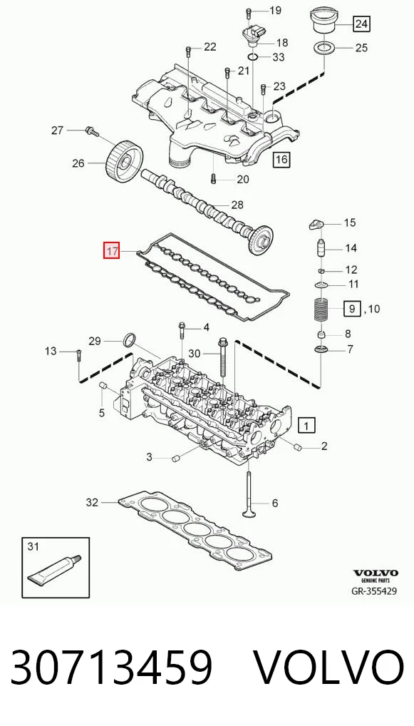 30713459 Volvo Прокладка крышки клапана