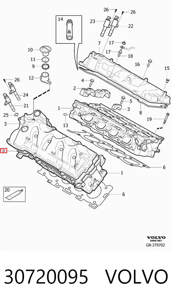 30720095 Volvo Прокладка крышки двигателя комплект
